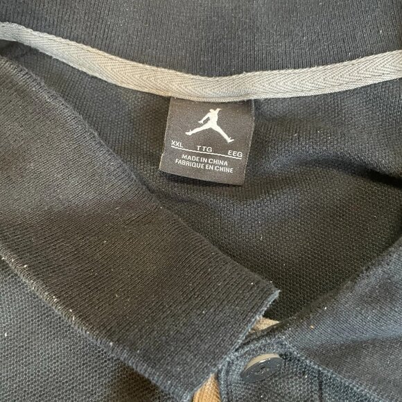 Vtg Jordan Polo Shirt Mens XXL Black Gray Embroidered Jumpman Nike Air Rugby Y2K - Picture 4 of 8